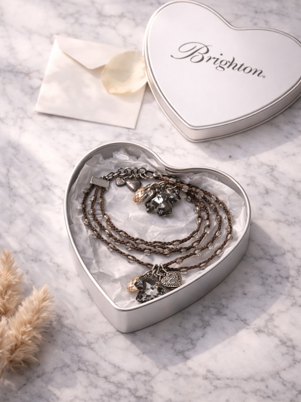 Brighton Retired Karma Collection Set Smoky Crystal w/ Original Tin